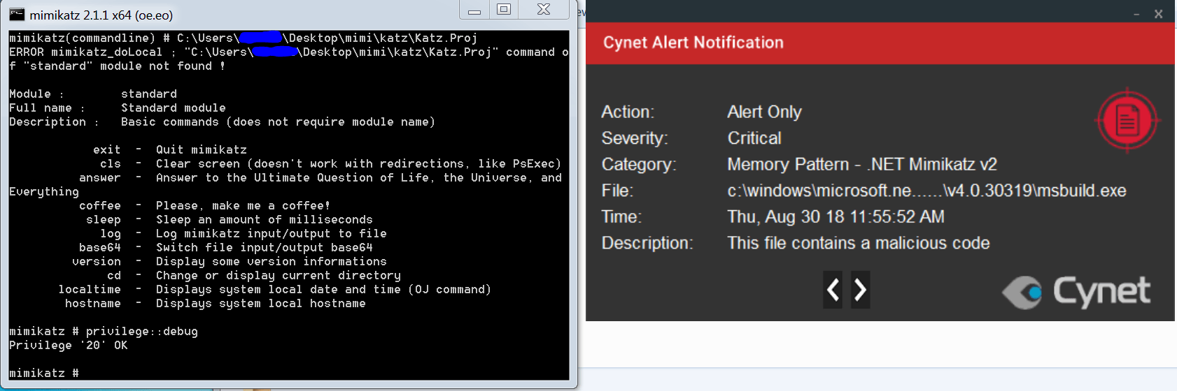 mimikatz 221 detection and alert by cynet360 mimikatz 221 detection and alert by cynet360
